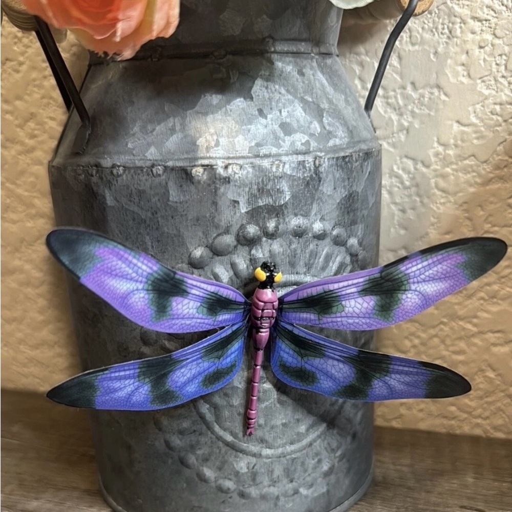 Kitchen Fridge Magnet Purple Fabric Posable Wings Realistic Dragonfly Home Decor